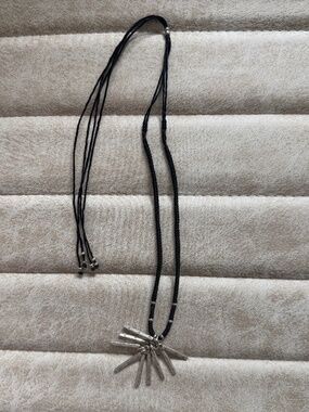 Authentic Karen Hill Tribe 999 Fine Silver Hand Stamped Stick Cord Necklace